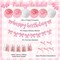 Pink Bow Birthday Party Decorations, Coquette Bow Light Pink and White Confetti Long Balloons Happy Birthday Banner Fringe Curtain Tassel Pompoms for Women Girls Theme Baby Shower Party Decorations